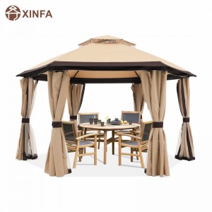 10 \\\\ \'x10 \\\\\' Gazebo per patio Gazebo esagonale esterno con tende da reti e privacy