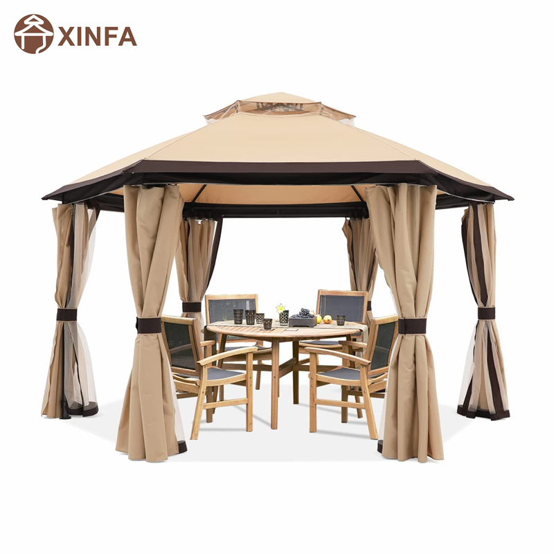 10 \\ 'x10 \\' Gazebo per patio Gazebo esagonale esterno con tende da reti e privacy