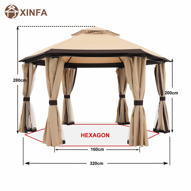 10 \\ 'x10 \\' Gazebo per patio Gazebo esagonale esterno con tende da reti e privacy