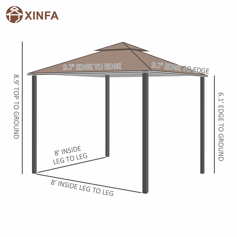 Tenda da baldacchino da gazebo da 10 \\ 'x 10 \\' patio esterno con pareti laterali a rete, baldacchino a 2 livelli per cortile, caffè