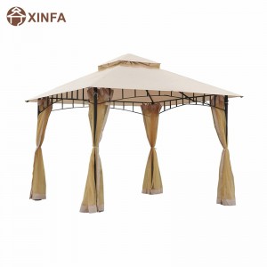 Tenda da baldacchino gazebo da 10 \\\\ \'x 10 \\\\\' patio esterno con pareti laterali a rete, baldacchino a 2 livelli per cortile, beige