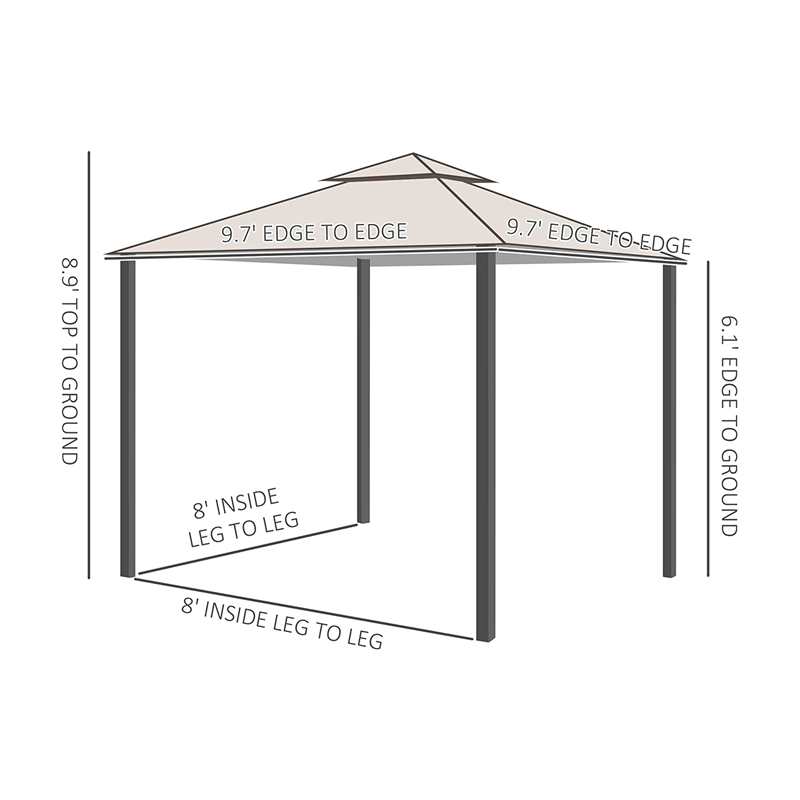 Tenda da baldacchino gazebo da 10 \\ 'x 10 \\' patio esterno con pareti laterali a rete, baldacchino a 2 livelli per cortile, beige