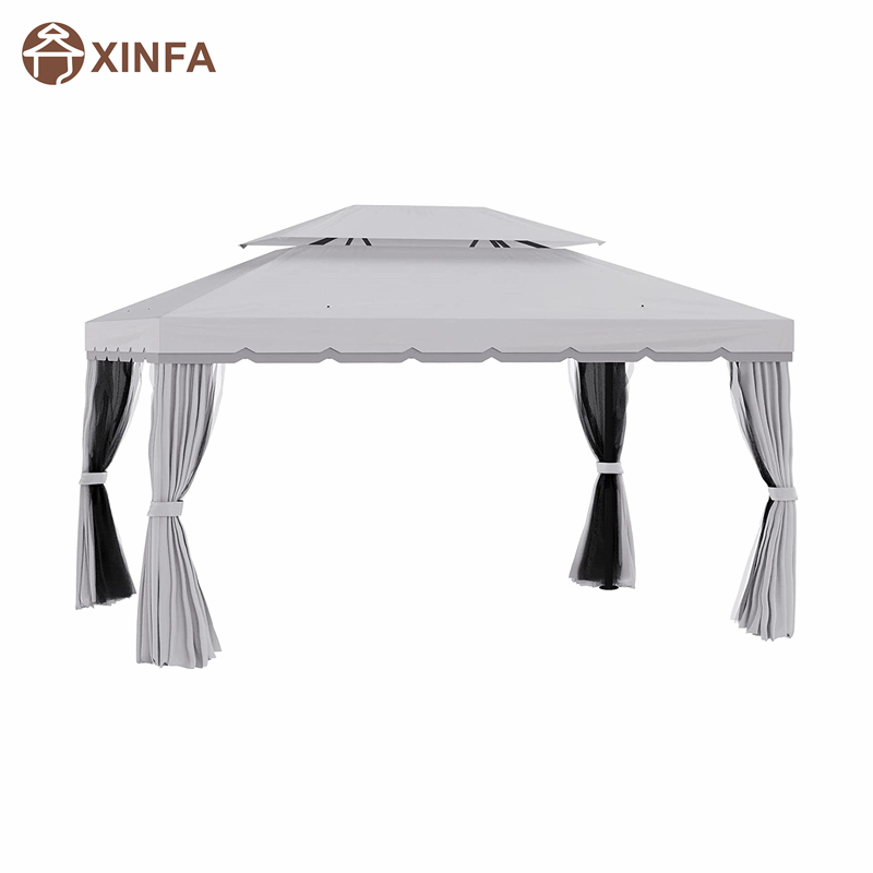 10 \\ 'x 13 \\' patio gazebo a doppio tetto gazebo da baldacchino da gazebo con tende da reti, grigio