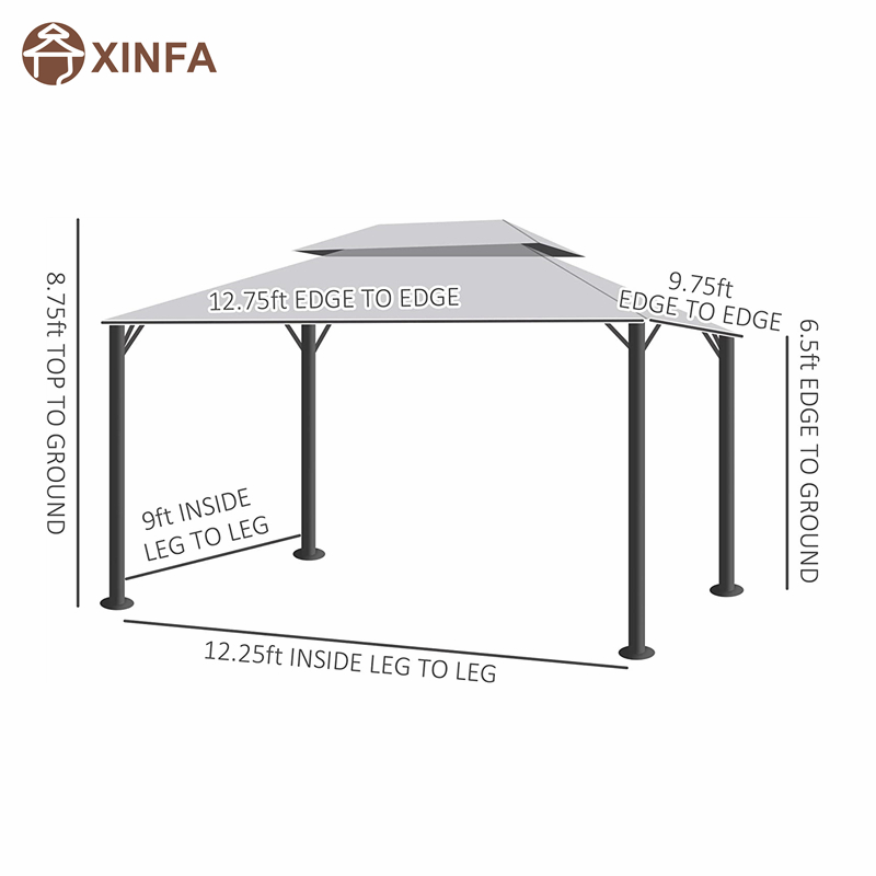 10 \\ 'x 13 \\' patio gazebo a doppio tetto gazebo da baldacchino da gazebo con tende da reti, grigio