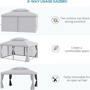 10 \\\\ \'x 13 \\\\\' patio gazebo a doppio tetto gazebo da baldacchino da gazebo con tende da reti, grigio