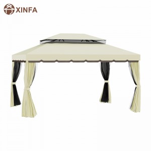 10 \\\\ \'x 13 \\\\\' patio gazebo a doppio tetto a baldacchino gazebo da esterno con tende da reti&, giallo chiaro