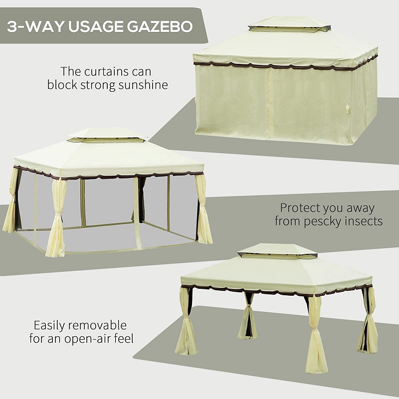 10 \\ 'x 13 \\' patio gazebo a doppio tetto a baldacchino gazebo da esterno con tende da reti&, giallo chiaro