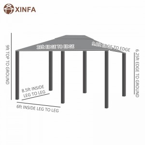 10 \\\\ \'x 13 \\\\\' patio esterno Scheda a baldacchino con 6 laterali rimovibili, grigio