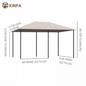 10 \\\\ \'x 13 \\\\\' patio esterno Shelter gazebo con 6 laterali rimovibili, kaki