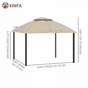 12 \\\\ \'x 10 \\\\\' Tenda a baldacchino da gazebo da esterno a 2 livelli per patio con parete con maglietta con cerniera, beige