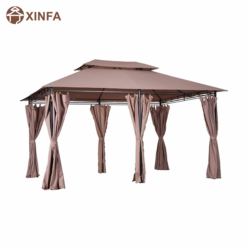 10 \\ 'x 13 \\' Gazebo pergola a tavola morbida esterna con tende, gazebo in telaio in acciaio a 2 livelli per patio, kaki