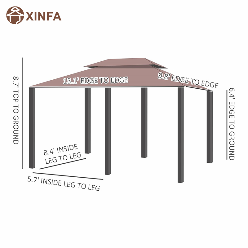 10 \\ 'x 13 \\' Gazebo pergola a tavola morbida esterna con tende, gazebo in telaio in acciaio a 2 livelli per patio, kaki