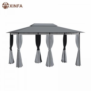 10 \\\\ \'x 13 \\\\\' Gazebo in acciaio a 2 livelli per gazebo morbido pergola esterna con tende, grigio salvia