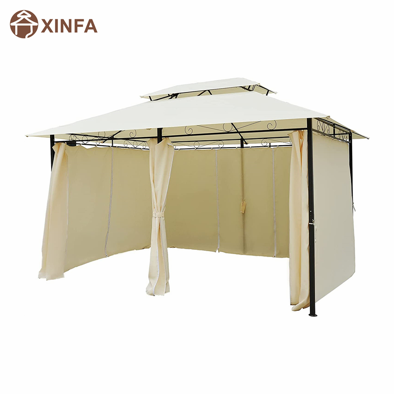 10 \\ 'x 13 \\' pergola gazebo morbida esterna con tende, gazebo in acciaio a 2 livelli bianco per patio