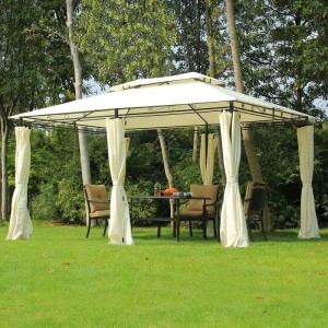 10 \\\\ \'x 13 \\\\\' pergola gazebo morbida esterna con tende, gazebo in acciaio a 2 livelli bianco per patio