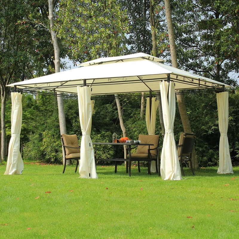 10 \\ 'x 13 \\' pergola gazebo morbida esterna con tende, gazebo in acciaio a 2 livelli bianco per patio