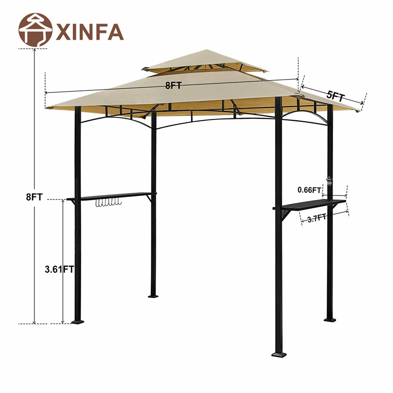 8 \\ 'x 5 \\' tettoia a 2 livelli Grill Top Grill Gazebo Patio esterno Scheda gazebo di gazebo con telaio in acciaio robusto