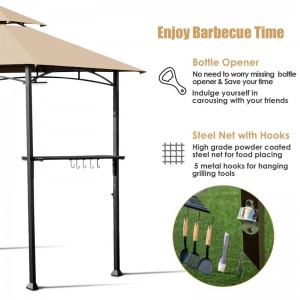 8 \\\\ \'x 5 \\\\\' tettoia a 2 livelli Grill Top Grill Gazebo Patio esterno Scheda gazebo di gazebo con telaio in acciaio robusto