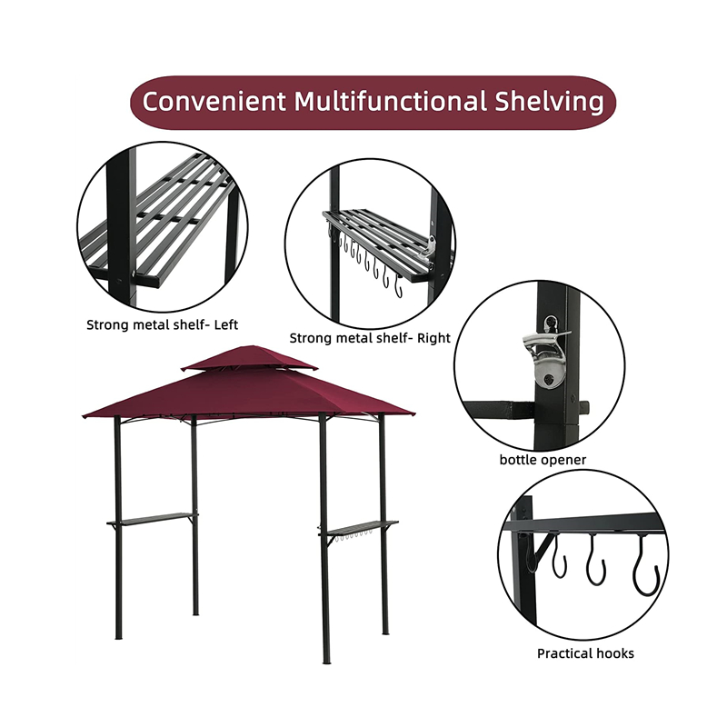 8 \\ 'x 5 \\' Topy Grill Grill Grill Gazebo Patio esterno Scheda gazebo di gazebo con robusto telaio in acciaio, rosso