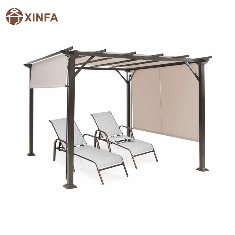 10 \\ 'x 10 \\' pergola esterna, struttura per tonalità di mobili da patio, gazebo pergola in acciaio esterno con tonalità a baldacchino retrattile