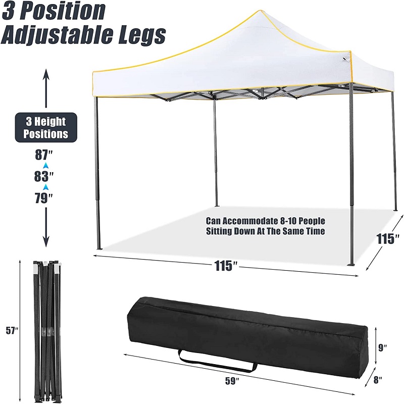 10x 10 pop -up Tenda a baldacchino pop -up istante istantanea tenda impermeabile per feste per feste in campeggio bianco
