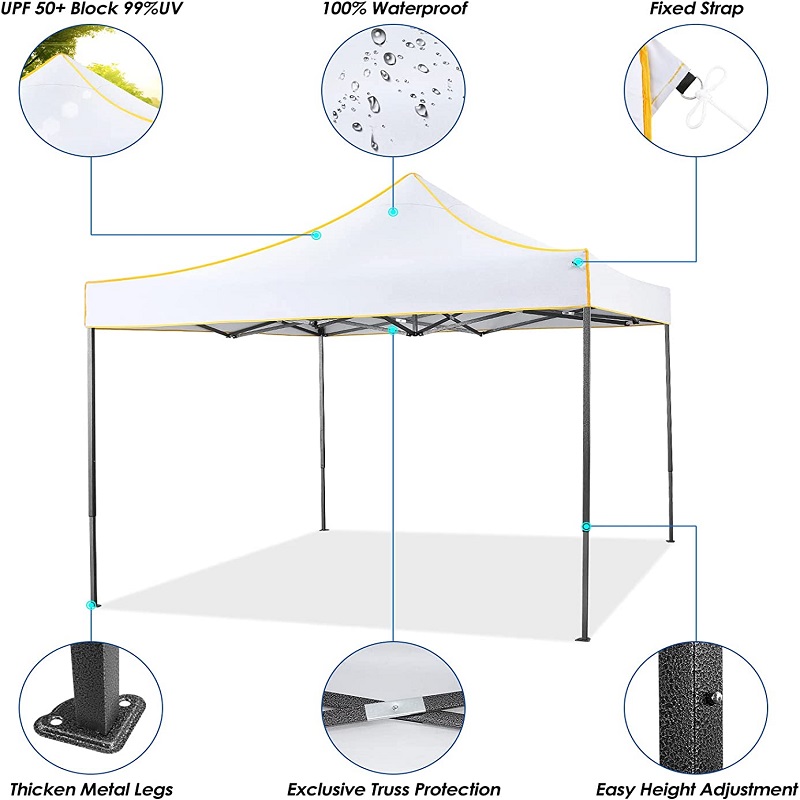 10x 10 pop -up Tenda a baldacchino pop -up istante istantanea tenda impermeabile per feste per feste in campeggio bianco