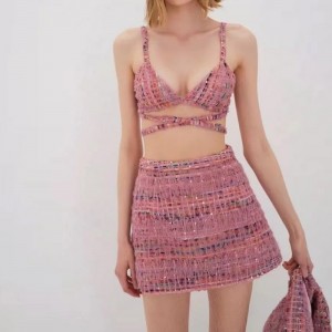 Temperamento retrò piccolo vestito per fragranze tweed slim gonio