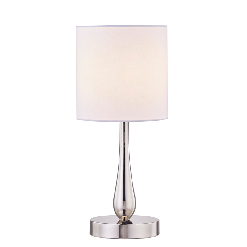 Lampada da tavolo in stile minuscolo con finituranichel lucida e un interruttore a rocker on/off in linea