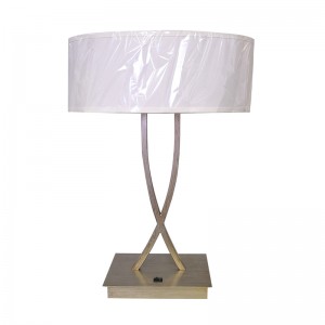 Due lampada da scrivania con finitura argento leggera con un interruttore a bilanciere su/off presso la camera