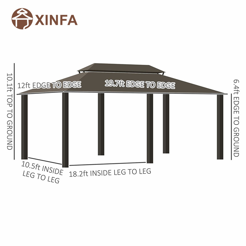 20 \\ 'x 12 \\' telaio con cornice in alluminio con tetto a doppio tetto in acciaio zincato
