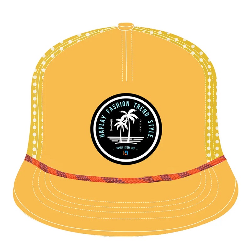 Logo in gomma da 5 pannelli personalizzato in PVC Luxury Rope Snapback Cap hip hop piatto brim gorras taglio taglio taglio cappello perforato