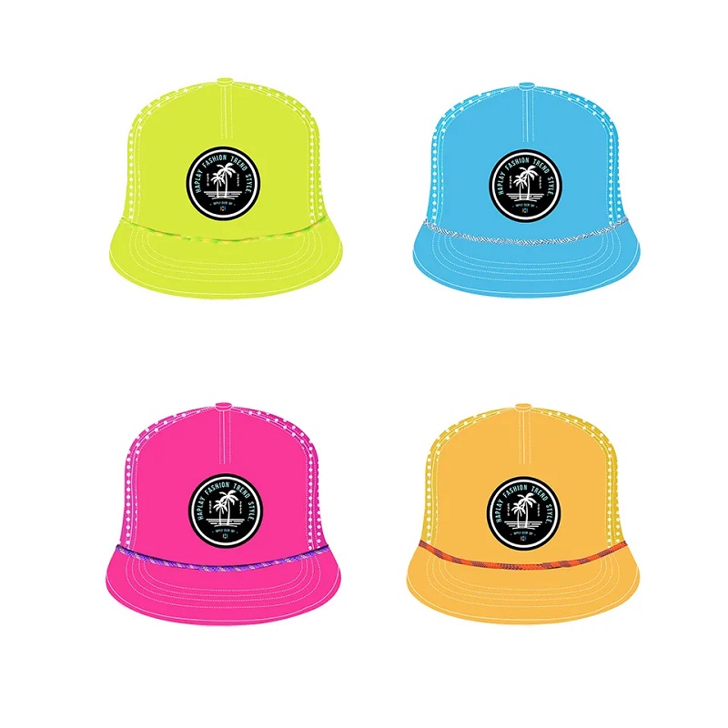 Logo in gomma da 5 pannelli personalizzato in PVC Luxury Rope Snapback Cap hip hop piatto brim gorras taglio taglio taglio cappello perforato