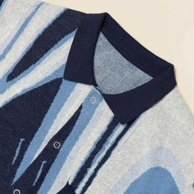 Camicia da polo da tasca anteriore personalizzata in marmo jacquard maglione maglione a maglia maglione