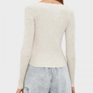 Donne maglione a maglia alla moda con manica lunga e bottoni