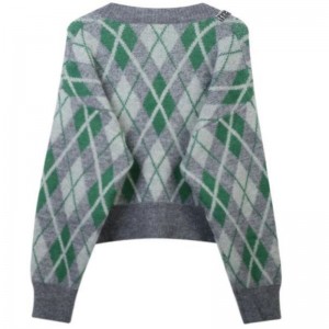 Argyle Jacquard a maglia maglieria Mohair Cardigan Women Knitwear