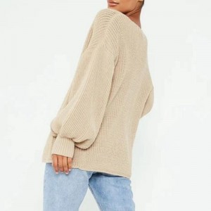 Cardigan a maglia con maniche a palloncini lunghe e un fronte aperto