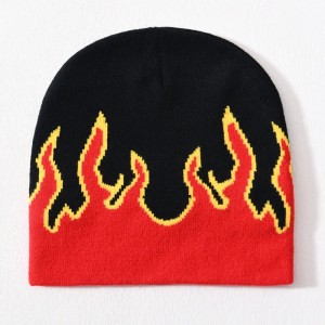 Skulle all\'ingrosso Skulle Acrilico Cappello a maglia Hip Hop cantaccante su tutto il design stampato logo personalizzato unisex Winter Jacquard Flame Beanie