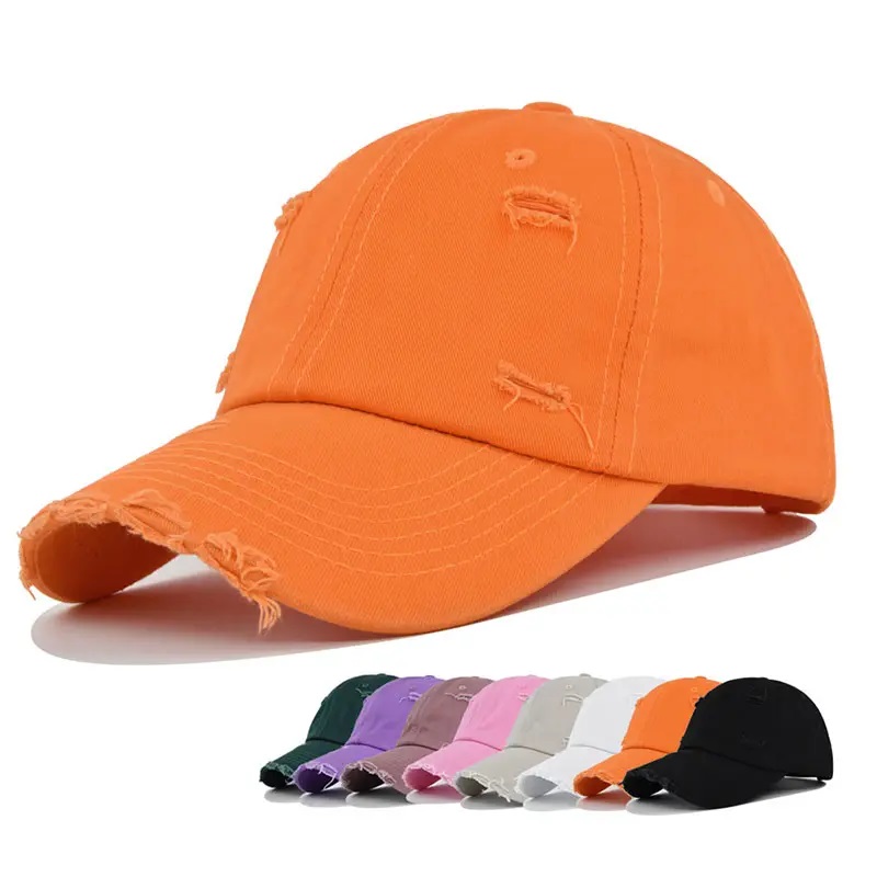 L'ingrosso logo personalizzato Blank papà a buon mercato strappato strappatonon strutturato cappelli da baseball lavati