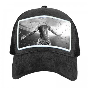 Maglie di alta qualità all\'ingrosso Cappo di camionista di velluto personalizzato 5 pannelli da applique personalizzato ricamo di vellutonero di vellutonero