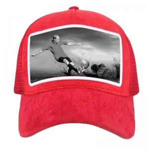 Maglie di alta qualità all\'ingrosso Cappo di camionista di velluto personalizzato 5 pannelli da applique personalizzato ricamo di vellutonero di vellutonero