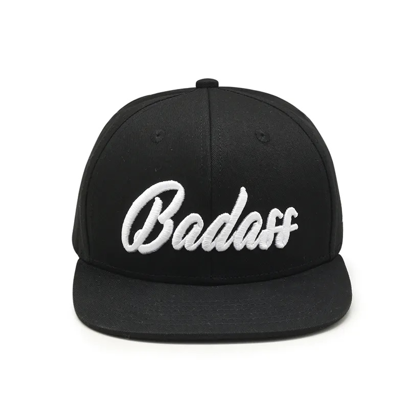 OEM Design Flat Brim 6 Pannello 6 ricamo 3D personalizzato Logo Hip Hop Cap Cappello Snapback per uomini