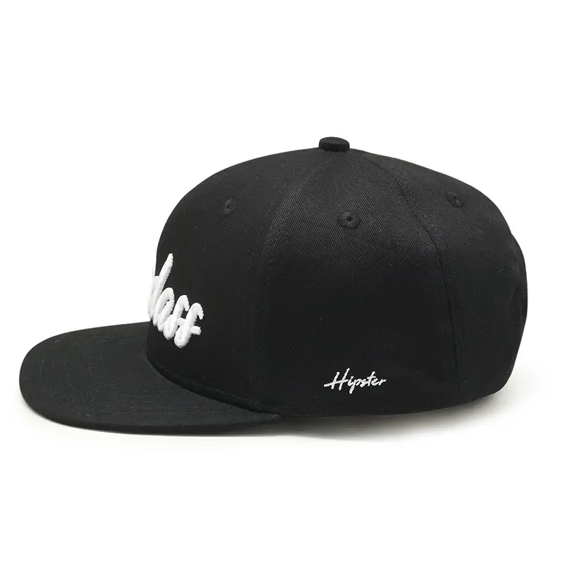 OEM Design Flat Brim 6 Pannello 6 ricamo 3D personalizzato Logo Hip Hop Cap Cappello Snapback per uomini