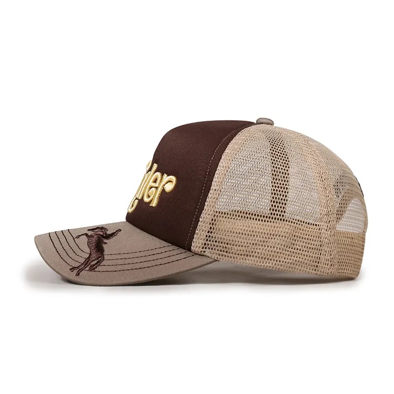 Logo 3D personalizzato di buona qualità 3D a 5 pannelli Gorras schiuma per camionista per uomo per gli uomini