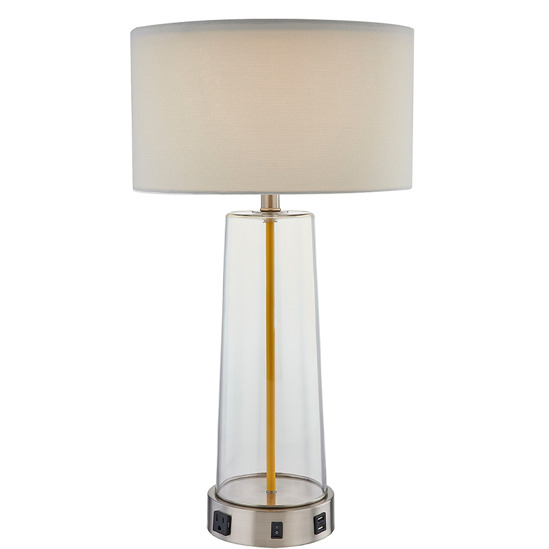 Home2 Hotel Glass Table Lampada con un interruttore a rocker su/off, un comodo sbocco e una porta di ricarica USB presso la camera d\'albergo