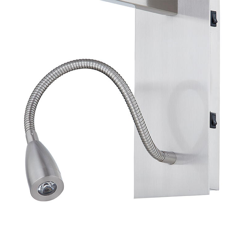 Hospitality Hotel Hand Wall Lamp con finituranichel spazzolata e tonalità in tessuto rettangolare in camera tipica dell\'hotel