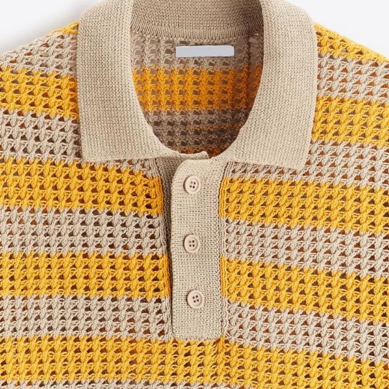 Camicia da polo all'uncinetto a maniche corte all'estate all'ingrosso per uomini