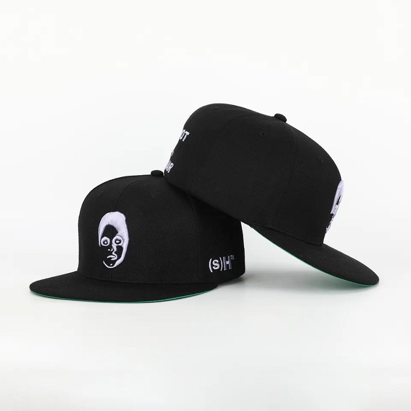 Acriliconero a 6 pannelli personalizzato Flex retro chiuso Gorras Cappello aderente Logo di ricamo 3D logo verde hip hop snapback cappuccio