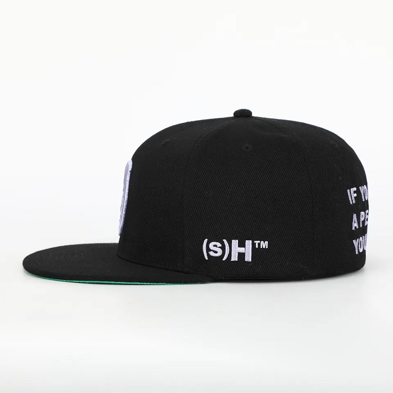Acriliconero a 6 pannelli personalizzato Flex retro chiuso Gorras Cappello aderente Logo di ricamo 3D logo verde hip hop snapback cappuccio