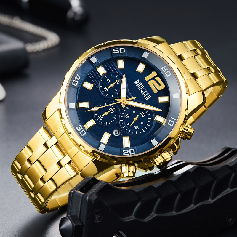 Baogela Quartz Men Gold Watch Orologio Top Brand Army Army Military Orologi Clock Men Relogio Masculino Business Owatch 22700