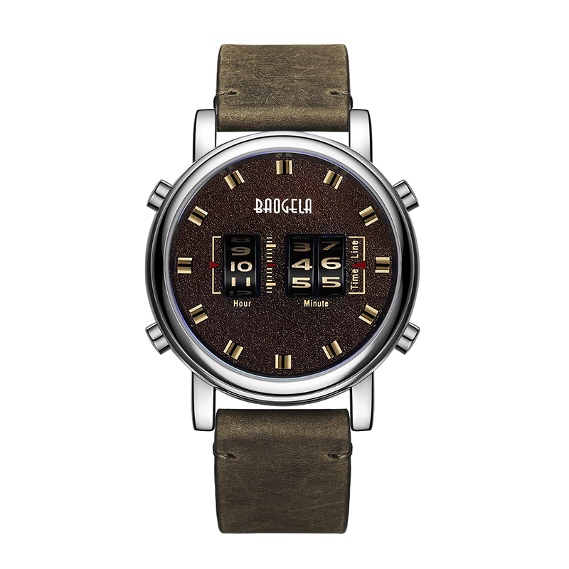 Baogela Fashion Men \\ 's Roller Design Orologio da lavoro da uomo Quarzo Orologio in pelle Waterproof Casual Sport Mens Watch Relogio Masculino 22703